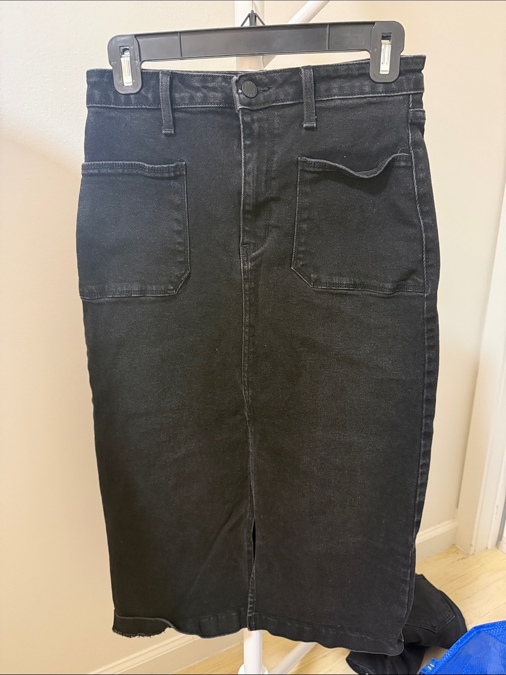 Just Black Denim Black Straight Jean Skirt w/ slit